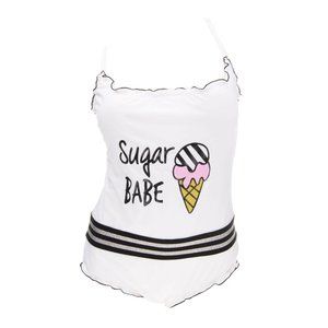 French Le Voliere Swimsuit lettuce edge lame Large